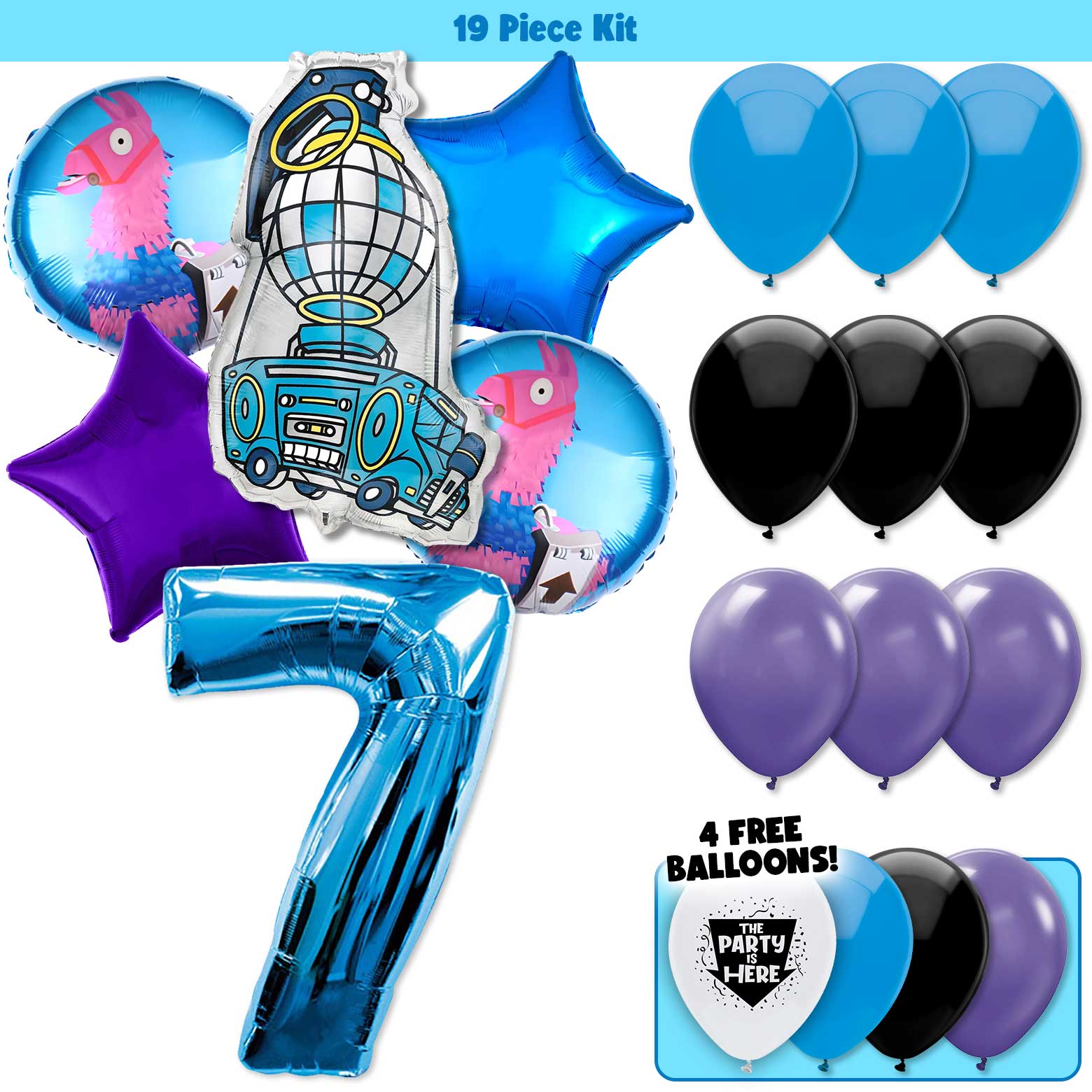 19pc Kit w/ Blue #7 Balloon