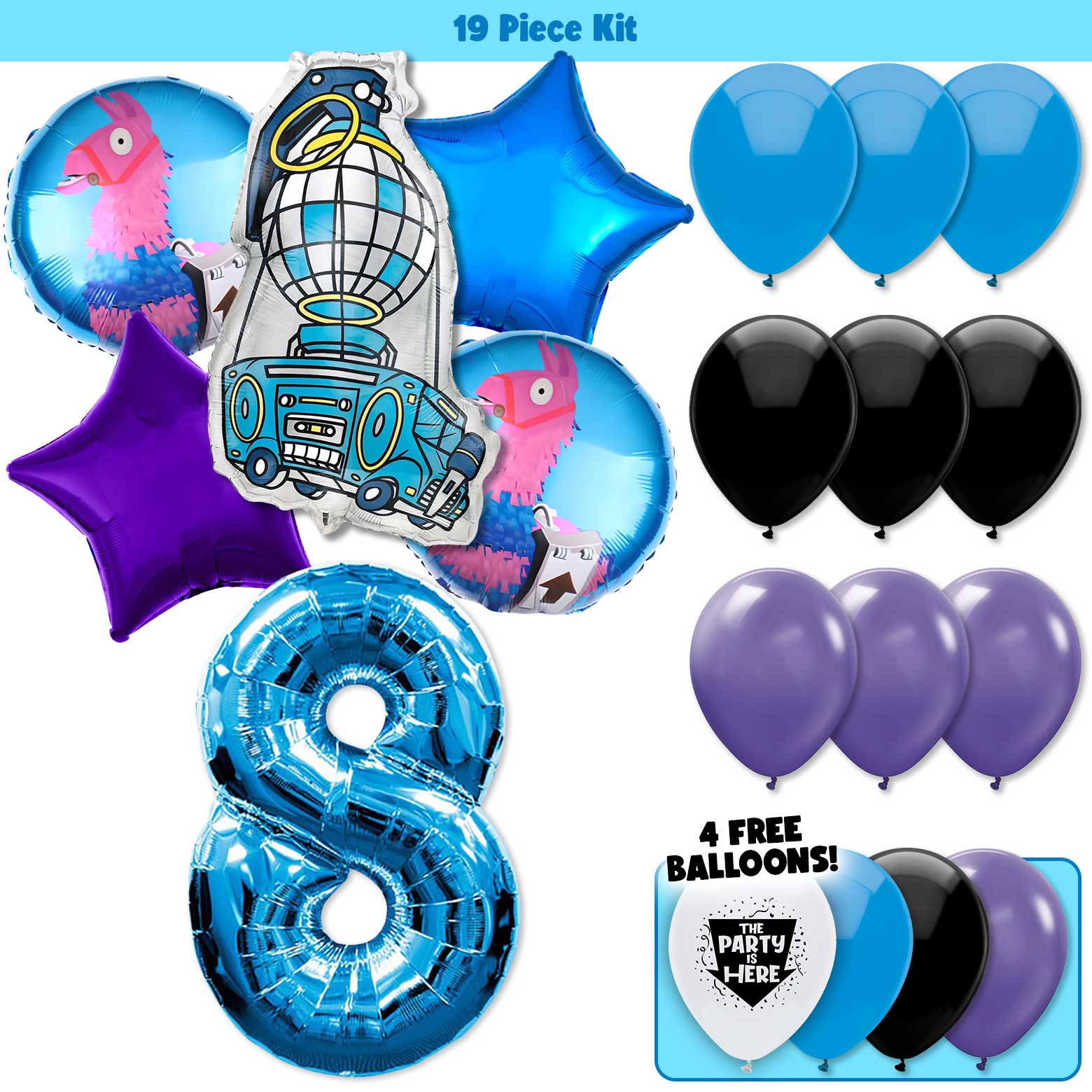 19pc Kit w/ Blue #8 Balloon