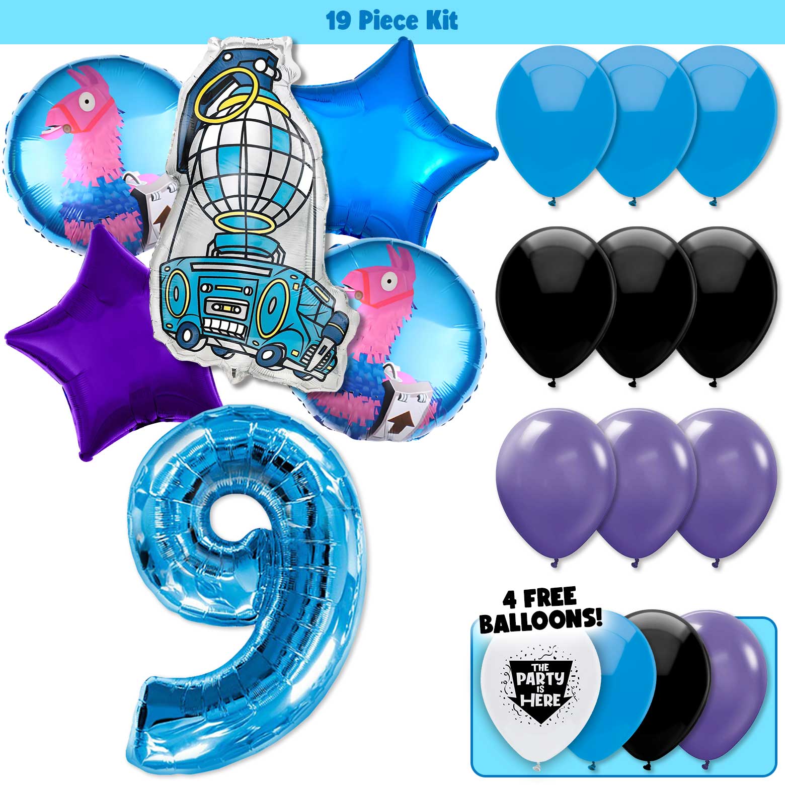 19pc Kit w/ Blue #9 Balloon