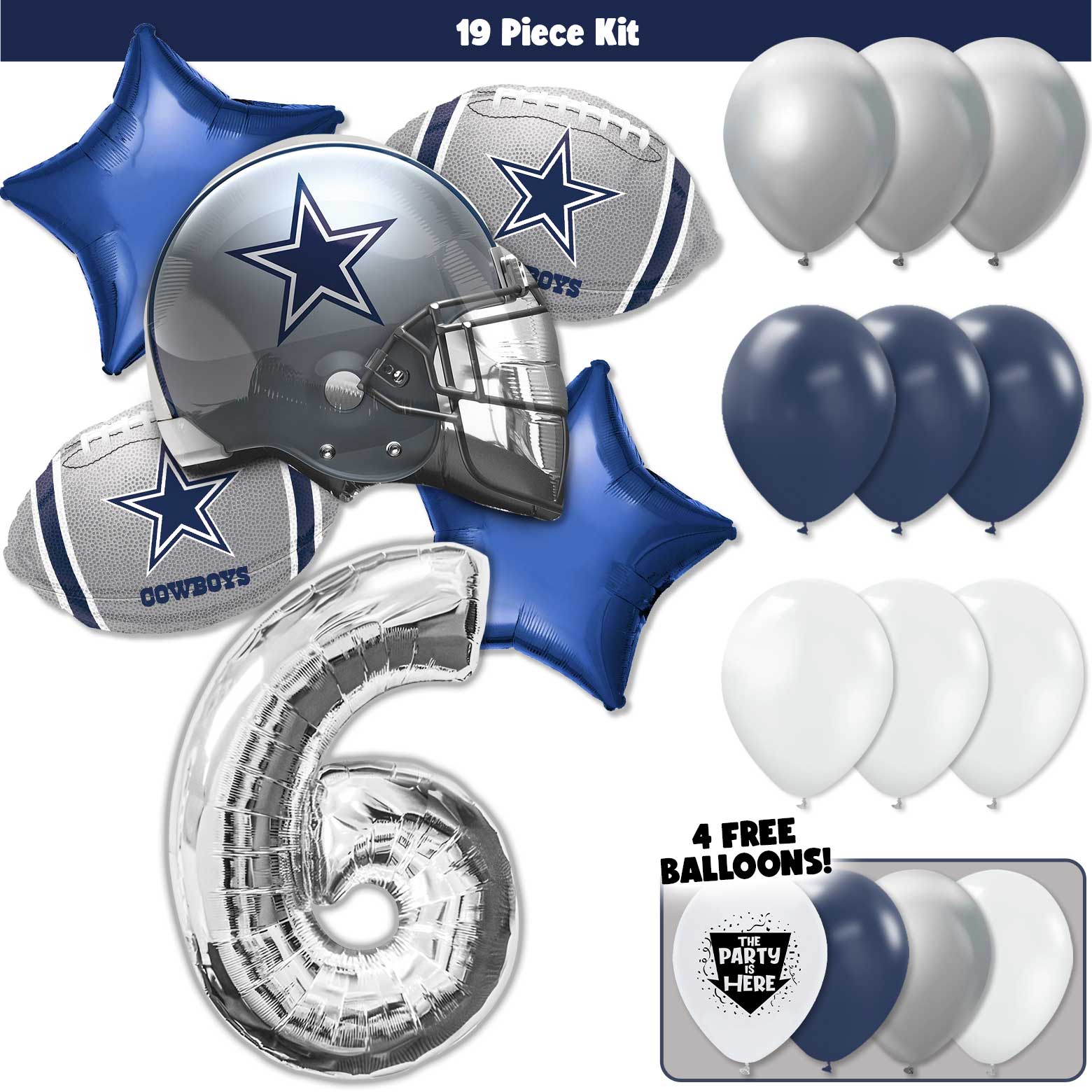 19pc Kit w/ Silver #6 Balloon