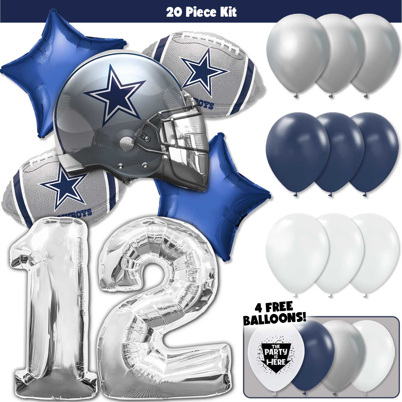 20pc Kit w/ Silver #12 Balloon