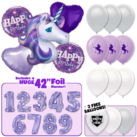 Enchanted Lilac Unicorn Birthday Balloon Bouquet