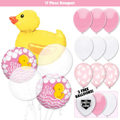 It's A Girl Ducky Baby Shower Deluxe Balloon Bouquet