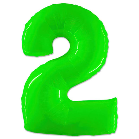 40 inch Number 2 - Lime Green Balloon