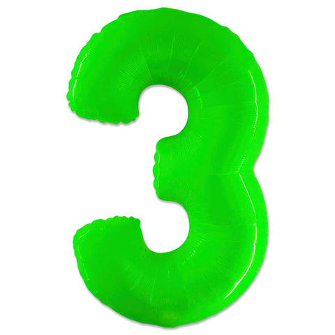 40 inch Number 3 - Lime Green Balloon