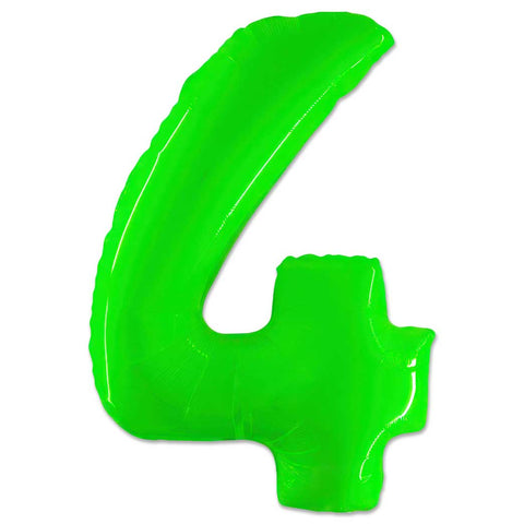 40 inch Number 4 - Lime Green Balloon