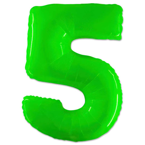 40 inch Number 5 - Lime Green Balloon