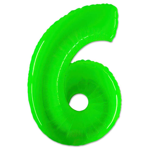 40 inch Number 6 - Lime Green Balloon