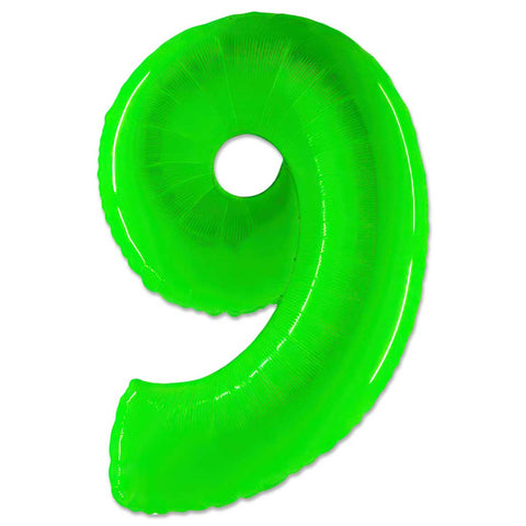 40 inch Number 9 - Lime Green Balloon