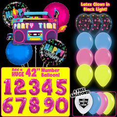 1980s Boom Box Neon Birthday Balloon Bouquet