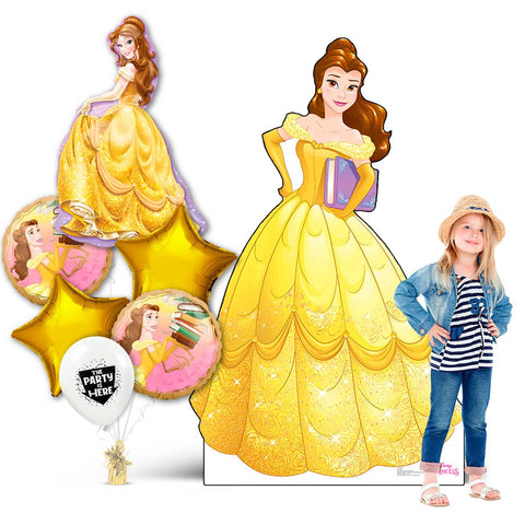 Beauty and the Beast Birthday Kit with 62 inch Belle Life-Size Standup & Balloons