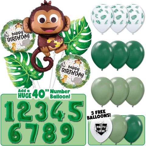 Jungle Safari Birthday Balloon Bouquet - Monkey