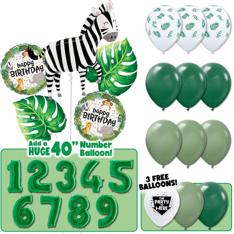 Jungle Safari Birthday Balloon Bouquet - Zebra