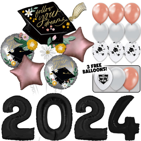 2024 Floral Grad Cap! Graduation Balloons Bouquet Kit