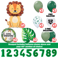 Jungle Safari Birthday Balloon Bouquet - Lion