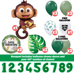 Jungle Safari Birthday Balloon Bouquet - Monkey