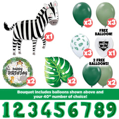 Jungle Safari Birthday Balloon Bouquet - Zebra