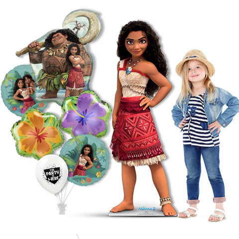 Moana Tropical Birthday Kit with 62 inch Life-Size Standup & Balloons