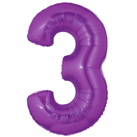 40 inch Number 3 - Purple Balloon