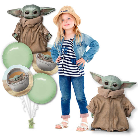 Star Wars Mandalorian Birthday Kit with 18 inch Grogu (Baby Yoda) Life-size Standup & Balloons