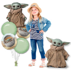 Star Wars Mandalorian Birthday Kit with 18 inch Grogu (Baby Yoda) Life-size Standup & Balloons