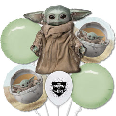 Star Wars Mandalorian Birthday Kit with 18 inch Grogu (Baby Yoda) Life-size Standup & Balloons