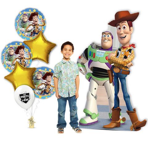 Toy Story Birthday Kit with 58 inch Woody & Buzz Lightyear Standup & Balloons