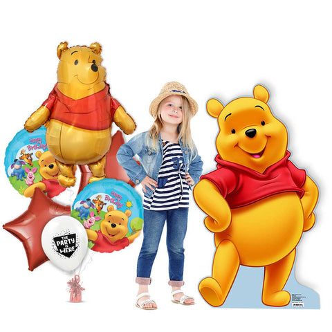 Winnie the Pooh Birthday Kit with 40 inch Pooh Bear Standup & Balloons