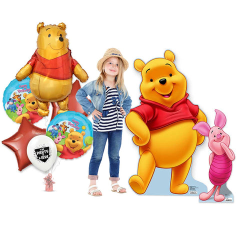 Winnie the Pooh Birthday Kit with 40 inch Pooh Bear & 25 inch Piglet Standups & Balloons