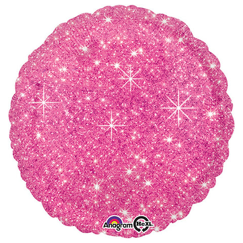 18" Round - Faux Sparkle Hot Pink Foil Balloon