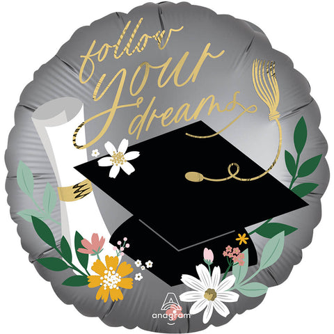 18" Satin Follow Your Dreams Blooms Foil Balloon