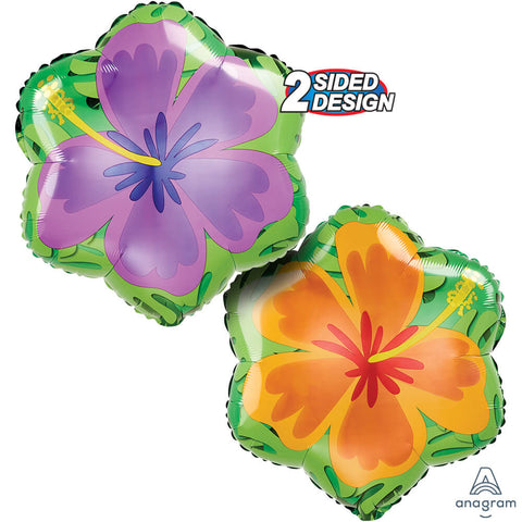 18" Summer Orange & Purple Hibiscus Foil Balloon