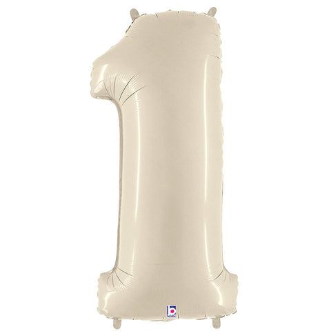 40 inch Number 1 - Cream White Balloon