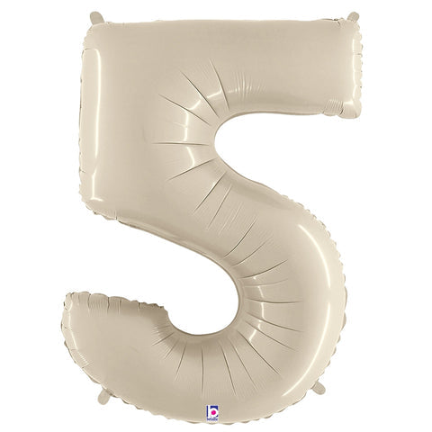 40 inch Number 5 - Cream White Balloon