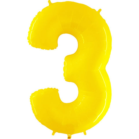 40 inch Number 3 - Yellow Balloon