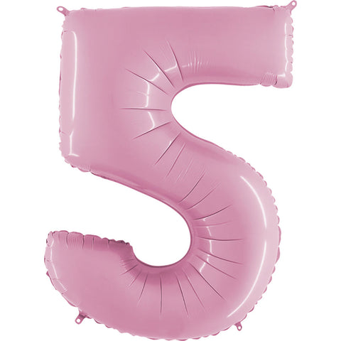 40 inch Number 5 - Pastel Pink Balloon