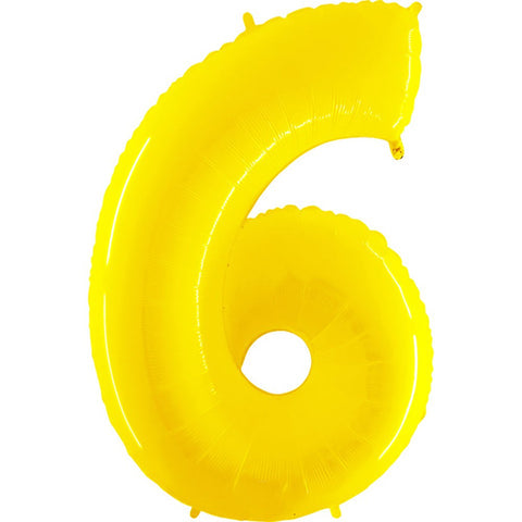 40 inch Number 6 - Yellow Balloon