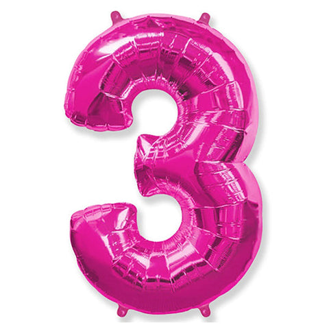 42 inch Number 3 - Hot Pink Balloon