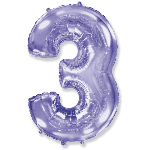 42 inch Number 3 - Lilac Purple Balloon