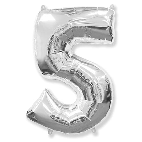 42 inch Number 5 - Silver Balloon