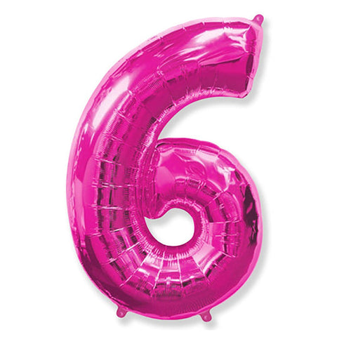 42 inch Number 6 - Hot Pink Balloon