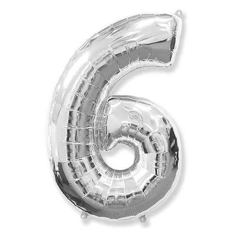 42 inch Number 6 - Silver Balloon